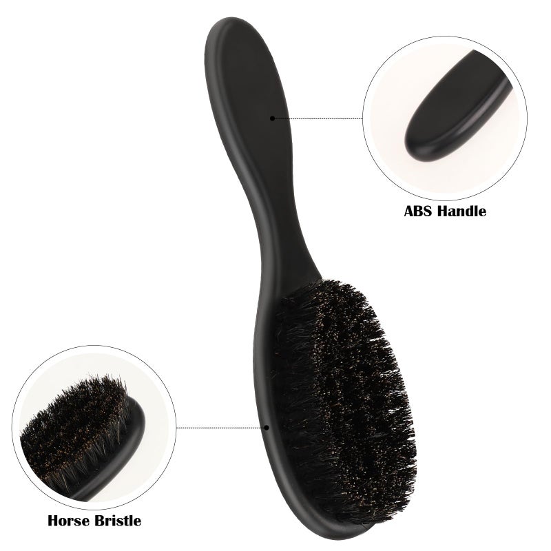 Gtziqa 2 Pcs Hair Brush, Barber Brush, Slick Back Brushes Beard Fade Styling Comb Kit with Soft Bristles, Neck Duster Cleaning Brushes for Men, Cutting Shaving Accessories Grooming Tools with Handle (Black) - Image 3